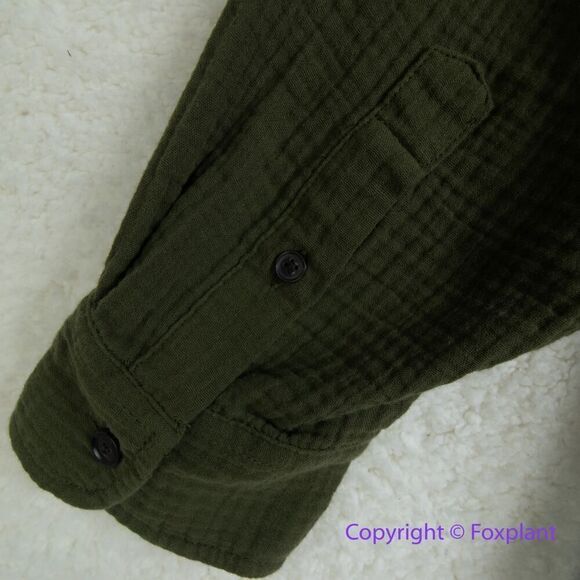 New! Madewell‎ Lightspun Flap Pocket Oversized Ex-Boyfriend Shirt green, size 1X - Picture 11 of 16